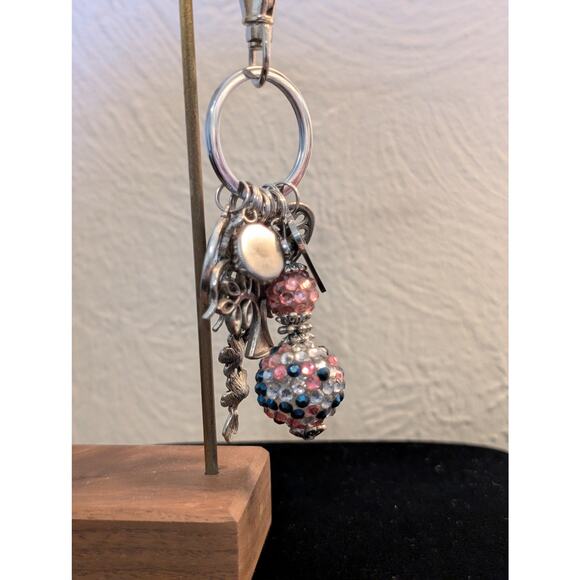 Hippie Heart Multi-Charm Silver Tone Keychain - Picture 2 of 5